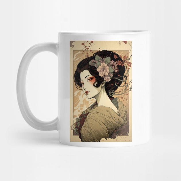 Japanese Woman in Spring - Art Nouveau Style by ArtNouveauChic